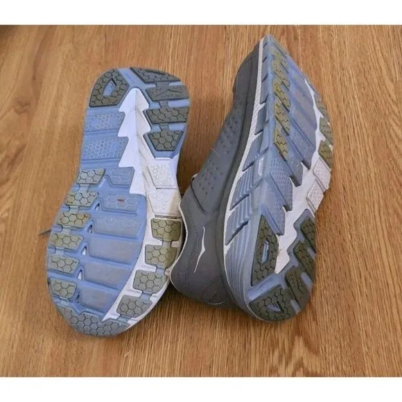 HOKA ONE GAVIOTA LTR  Gray Leather Running Shoes Size 8 D Wide