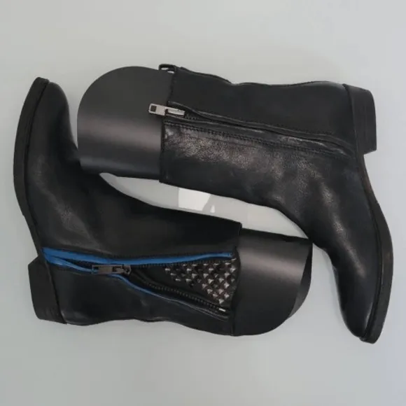 Hollywood Trading Company Boots EU 38 US 7.5 Black Stud Biker Punk Grunge Sexy