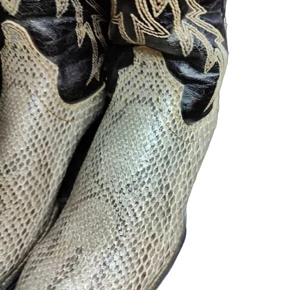 Honcho Cowboy Boots Snakeskin Embossed Leather Western Black Gray