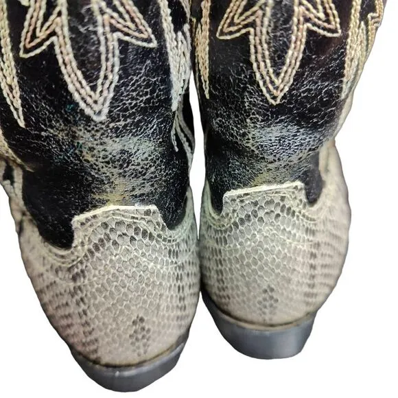 Honcho Cowboy Boots Snakeskin Embossed Leather Western Black Gray