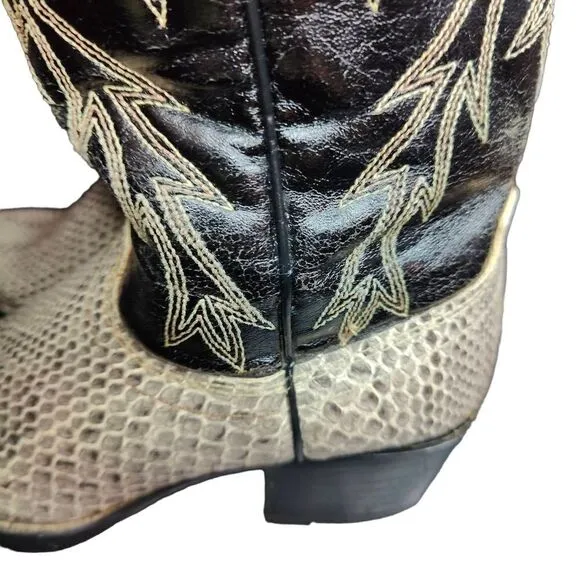 Honcho Cowboy Boots Snakeskin Embossed Leather Western Black Gray