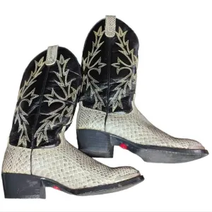 Honcho Cowboy Boots Snakeskin Embossed Leather Western Black Gray