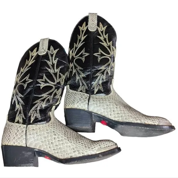 Honcho Cowboy Boots Snakeskin Embossed Leather Western Black Gray
