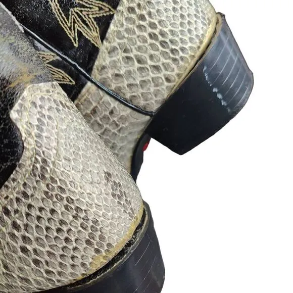 Honcho Cowboy Boots Snakeskin Embossed Leather Western Black Gray