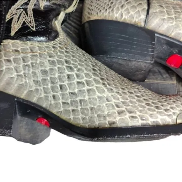 Honcho Cowboy Boots Snakeskin Embossed Leather Western Black Gray