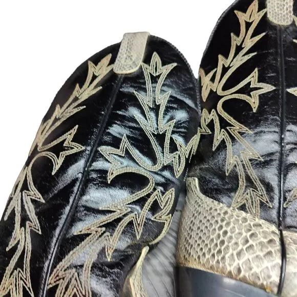 Honcho Cowboy Boots Snakeskin Embossed Leather Western Black Gray