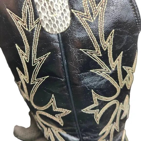 Honcho Cowboy Boots Snakeskin Embossed Leather Western Black Gray