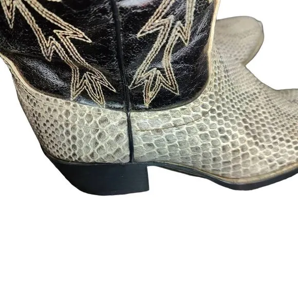 Honcho Cowboy Boots Snakeskin Embossed Leather Western Black Gray