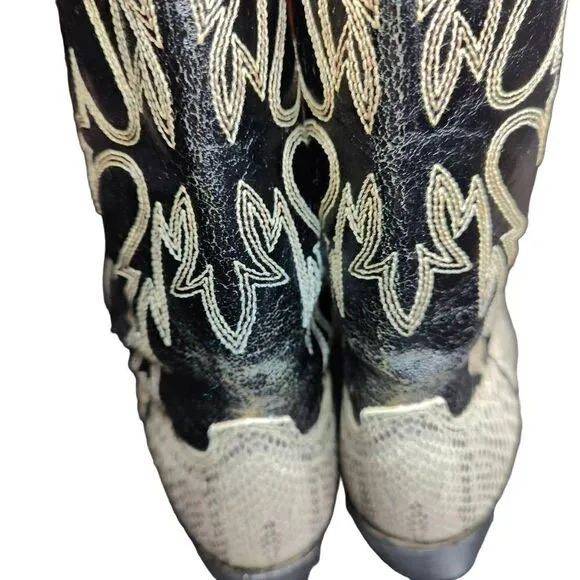 Honcho Cowboy Boots Snakeskin Embossed Leather Western Black Gray