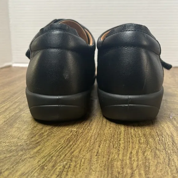 Hotter Leap Black Leather Adjustable Strap Shoes Size 10 EXF