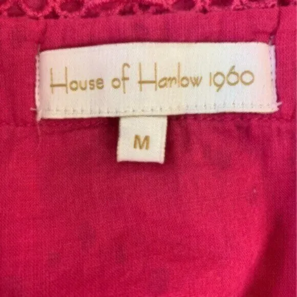 House Of Harlow V Neck Button Up Eyelet Midi Dress