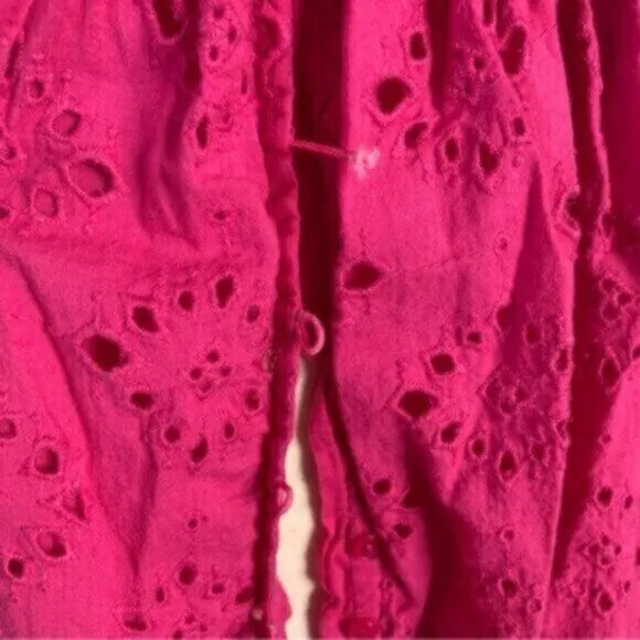 House Of Harlow V Neck Button Up Eyelet Midi Dress