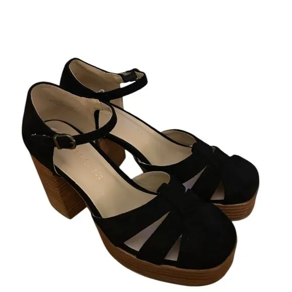 House Of Harlow 1960 Tizzy Mary Jane Platform Heels Faux Suede Strappy Size 7.5