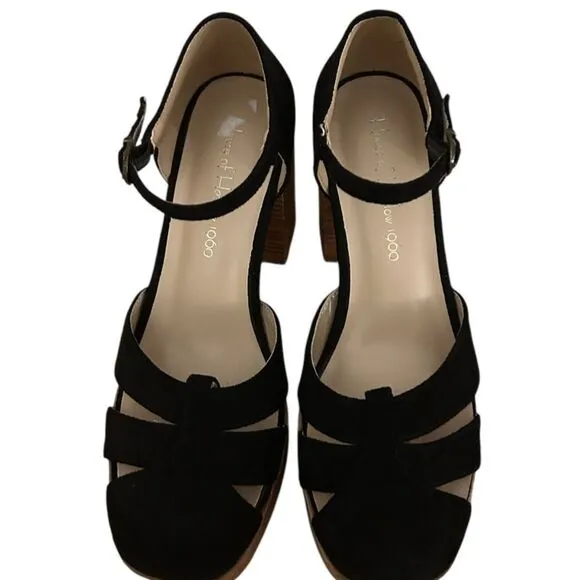 House Of Harlow 1960 Tizzy Mary Jane Platform Heels Faux Suede Strappy Size 7.5