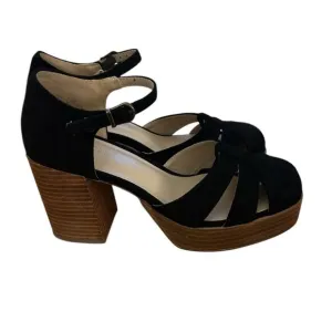 House Of Harlow 1960 Tizzy Mary Jane Platform Heels Faux Suede Strappy Size 7.5