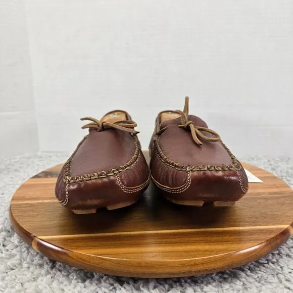 H.S. Trask Cognac Brown Leather Casual Loafer Driving Moccasin Boat Shoe Men 9.5