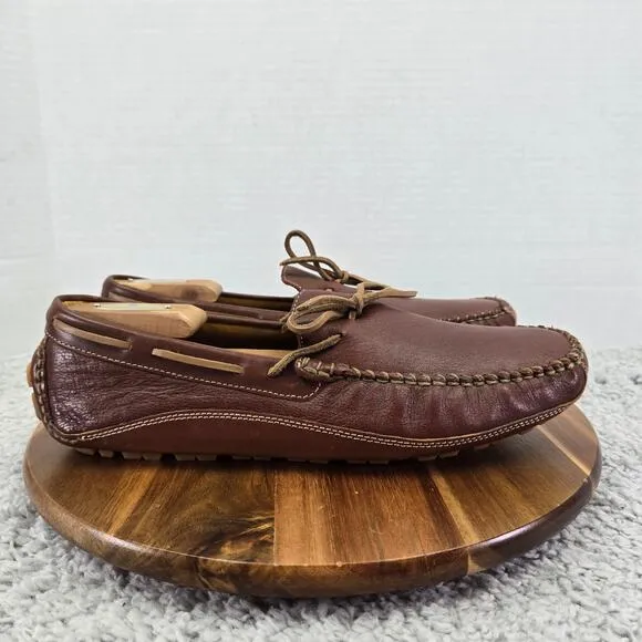 H.S. Trask Cognac Brown Leather Casual Loafer Driving Moccasin Boat Shoe Men 9.5