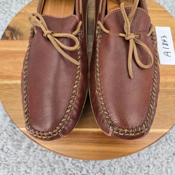 H.S. Trask Cognac Brown Leather Casual Loafer Driving Moccasin Boat Shoe Men 9.5