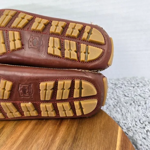 H.S. Trask Cognac Brown Leather Casual Loafer Driving Moccasin Boat Shoe Men 9.5