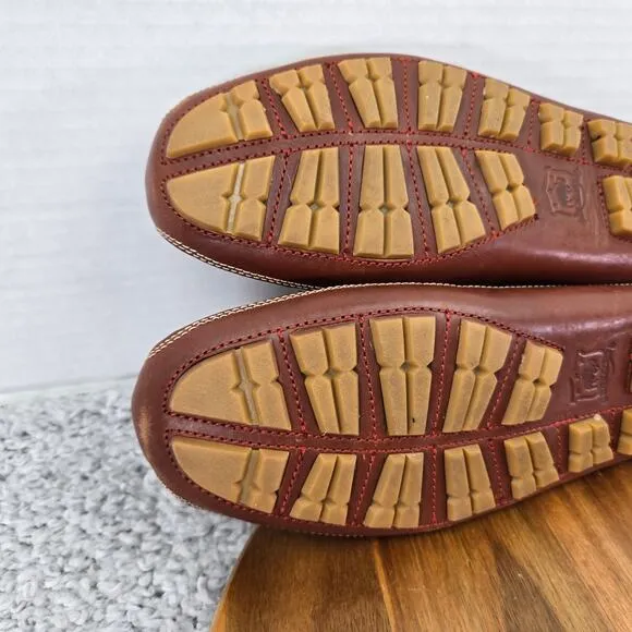 H.S. Trask Cognac Brown Leather Casual Loafer Driving Moccasin Boat Shoe Men 9.5