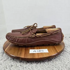 H.S. Trask Cognac Brown Leather Casual Loafer Driving Moccasin Boat Shoe Men 9.5