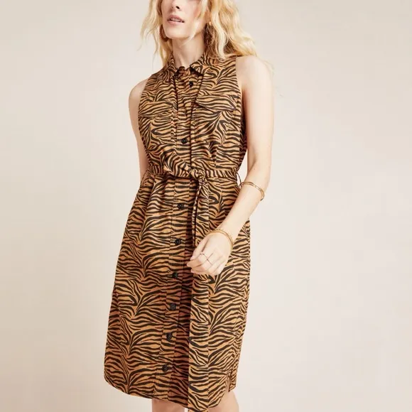 HTF Anthropologie Tiger Shirtdress