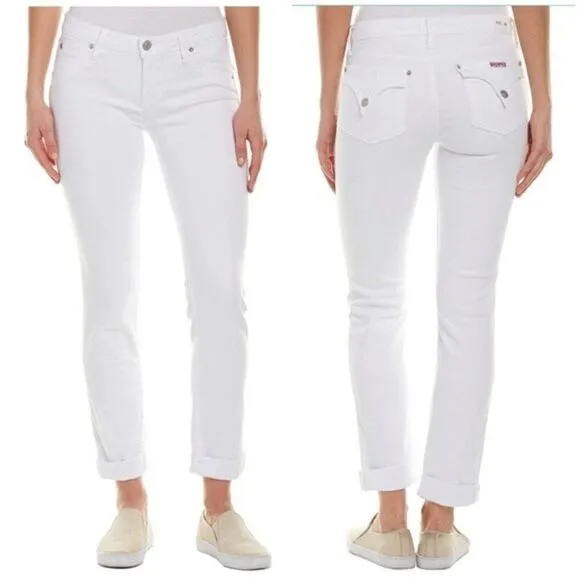 Hudson Bacara Crop Straight Cuff Jeans | White