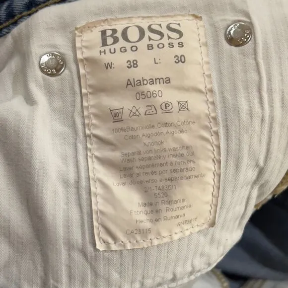 Hugo Boss Alabama Wide Leg Baggy Blue Jeans - Men's Size 38x30