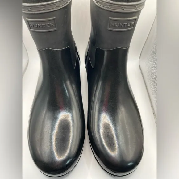 Hunter Black Shiny Duck Rubber Waterproof Rubber Outdoor Rain Utility Barn 9