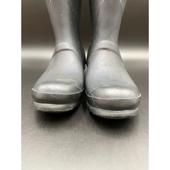 Hunter Flat Black Tall Rubber Boots Women's Size 8