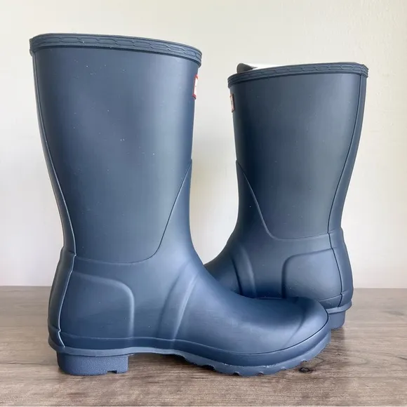 Hunter Original Short Navy Women's Boot Size 8 #B1386