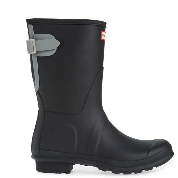 HUNTER Original Short Back Adjustable Rain Boot, BLACK GRAY, Size 10, NWT