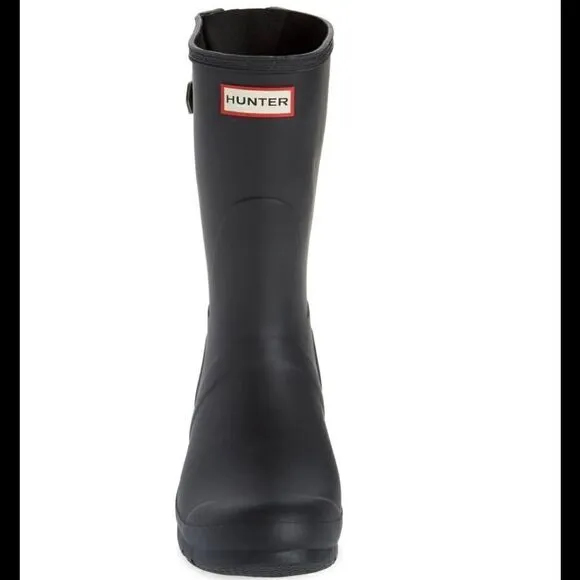 HUNTER Original Short Back Adjustable Rain Boot, BLACK GRAY, Size 9, NWT
