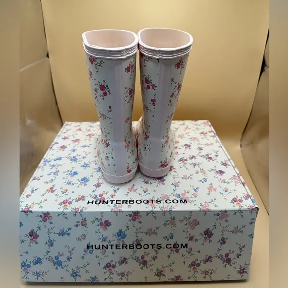 Hunter x LoveShackFancy Kids First Classic Rain Boot Sunrise Patchwork Size 11