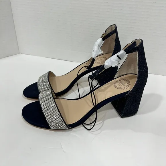 I. Miller Shoes Womens Emely Buckle Open Toe Block Heel Pumps. Size 6M. Navy