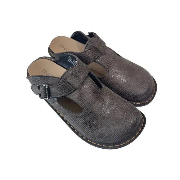 INGARO Happy Women SZ 8.5M Brown Faux Suede Slip On Mules Clogs Shoes