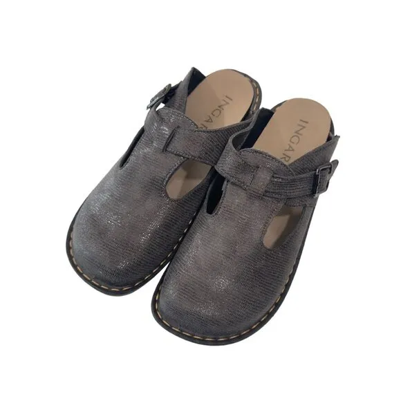 INGARO Happy Women SZ 8.5M Brown Faux Suede Slip On Mules Clogs Shoes