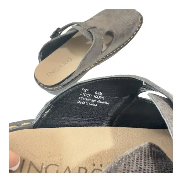 INGARO Happy Women SZ 8.5M Brown Faux Suede Slip On Mules Clogs Shoes