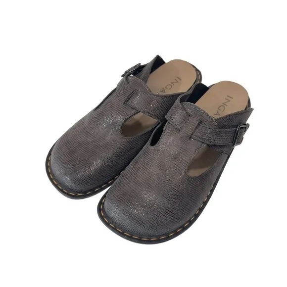 INGARO Happy Women SZ 8.5M Brown Faux Suede Slip On Mules Clogs Shoes