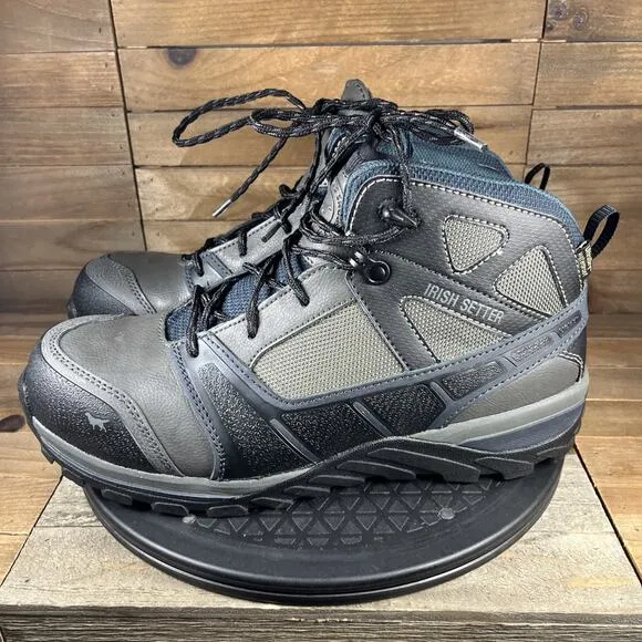 Irish Setter Mens Sz 10 E2 WIDE Rockford 5&quot; Waterproof Grey/Blue Work Boots