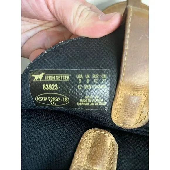 Irish Setter Marshall Men's Size 9  US Brown Leather Pull-on Work Boots 83923