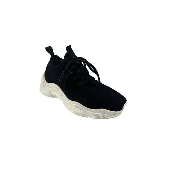 IRO Paris Sock Black White Knit Flat Lace Up Tie Pull On Trainer Sneaker Sz 6/36