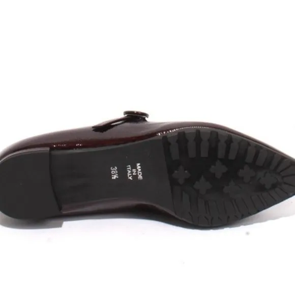 ITALIAN Burgundy Patent Leather Pointy Flat Shoes