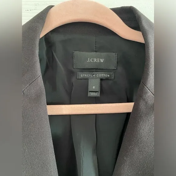 J. Crew Black Blazer Stretch Cotton Size 6