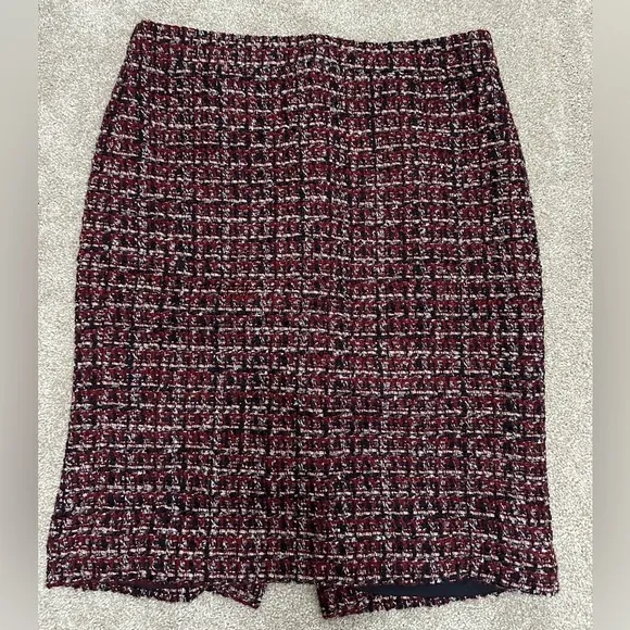 J. Crew Burgundy &amp; Navy Tweed No. 2 Pencil Skirt - Size 8 - EUC - Fall Styling