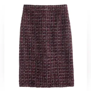 J. Crew Burgundy &amp; Navy Tweed No. 2 Pencil Skirt - Size 8 - EUC - Fall Styling
