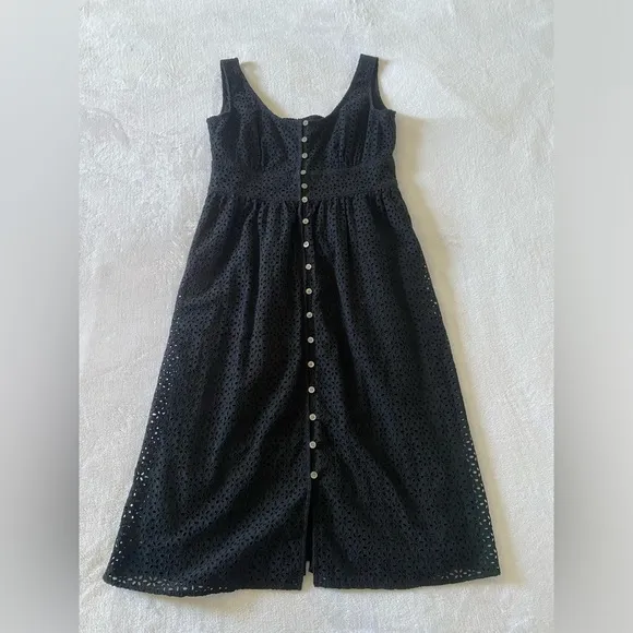 J. Crew Button-front eyelet dress in black size 10 Petite