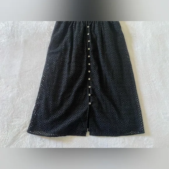 J. Crew Button-front eyelet dress in black size 10 Petite