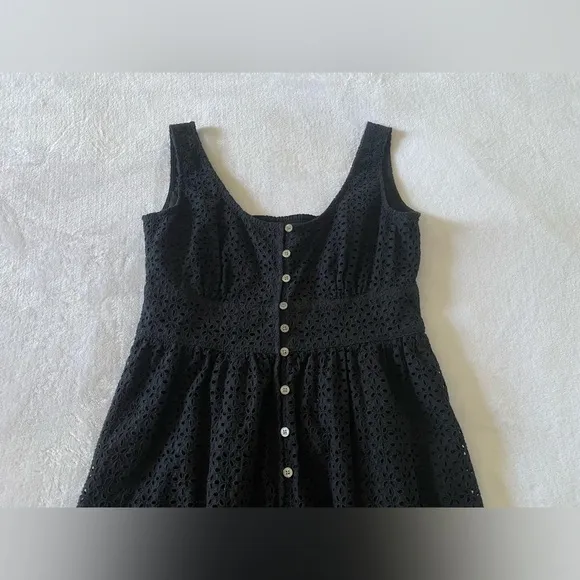 J. Crew Button-front eyelet dress in black size 10 Petite