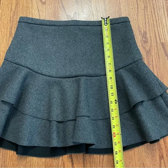 J. Crew Charcoal Gray Wool Layered Flounce Skirt size 4